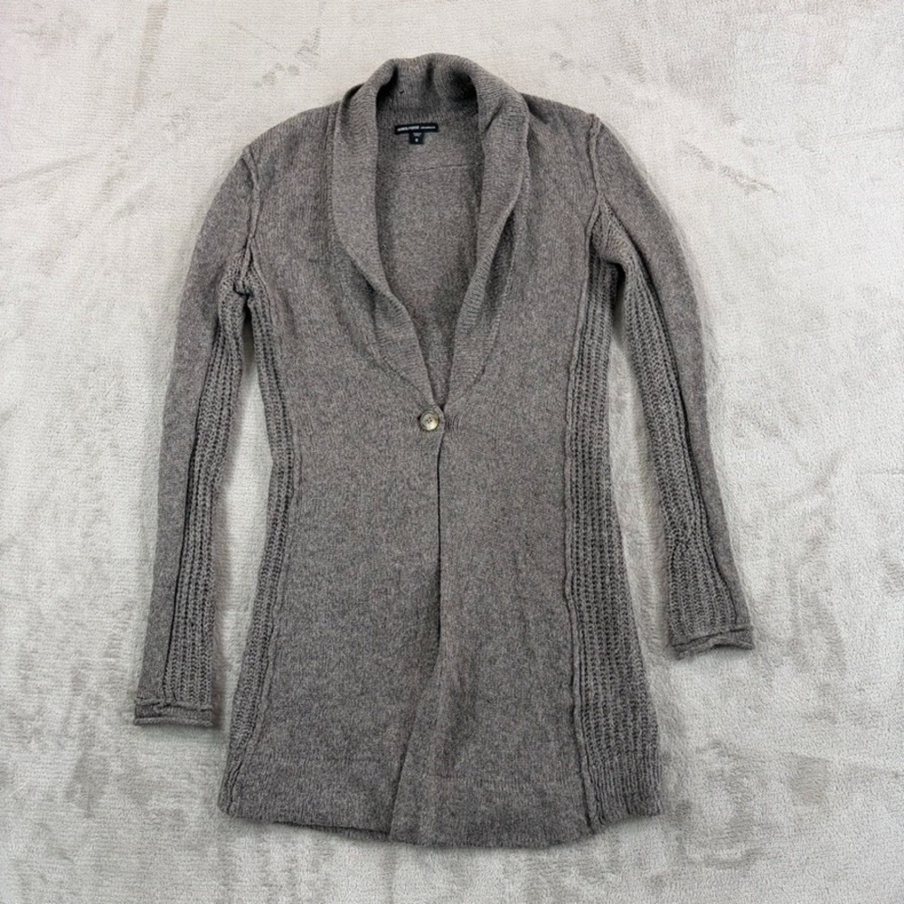 James Perse Sweater Shawl Cardigan in Brow Wool Alpaca Blend Women XS 0 $395